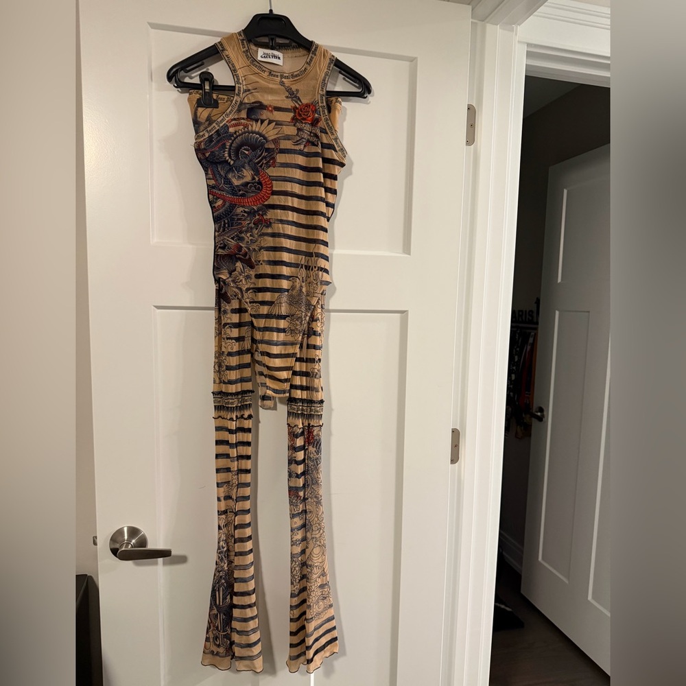 Jean Paul Gaultier Beige and Black Patterned Garment